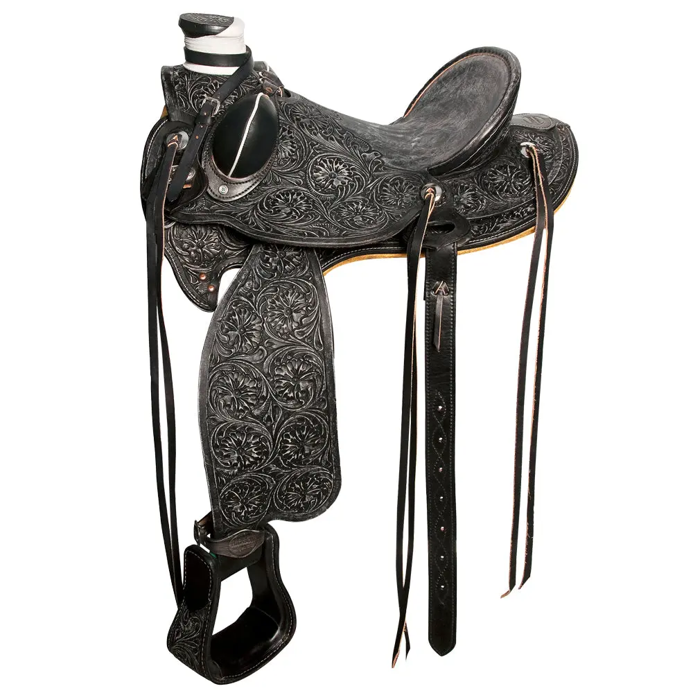 Hilason Western Horse Wade Saddle American Leather Ranch Roping Antique Black | Hand Tooled & For Horses 2