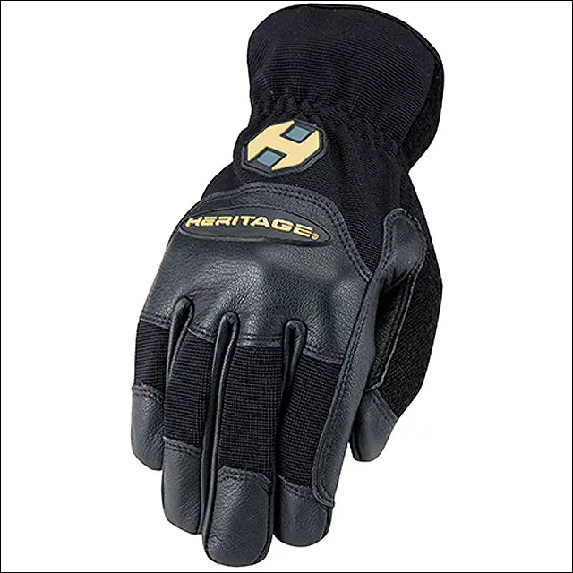 Heritage Trainer Horse Riding Stretchable Goatskin Leather Gloves Black 1