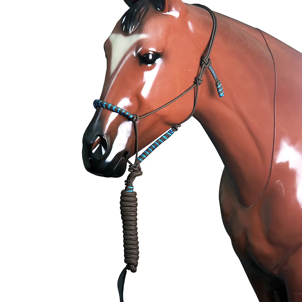 Classic Equine Premium Two Tone Polyster Nylon Durable Rope Halter Chocolate 1
