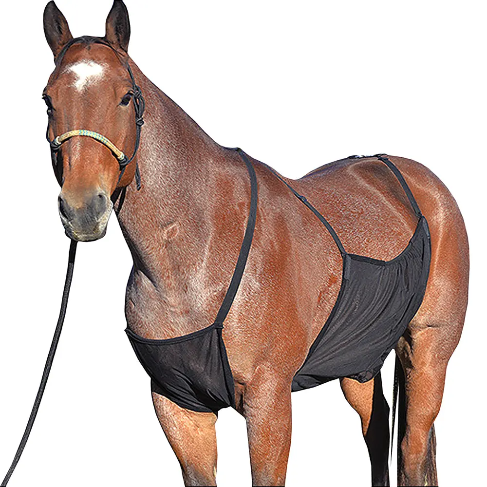 Medium Classic Equine Lightweight Adjustable Horse Flysheet Belly Guard Black 1