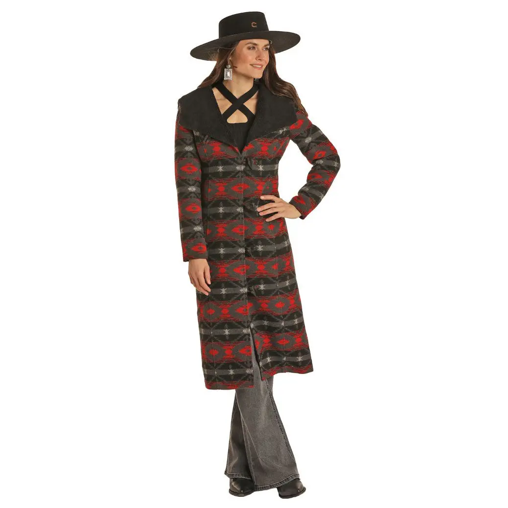 Panhandle Ladies Aztec Wool Long Coat 1