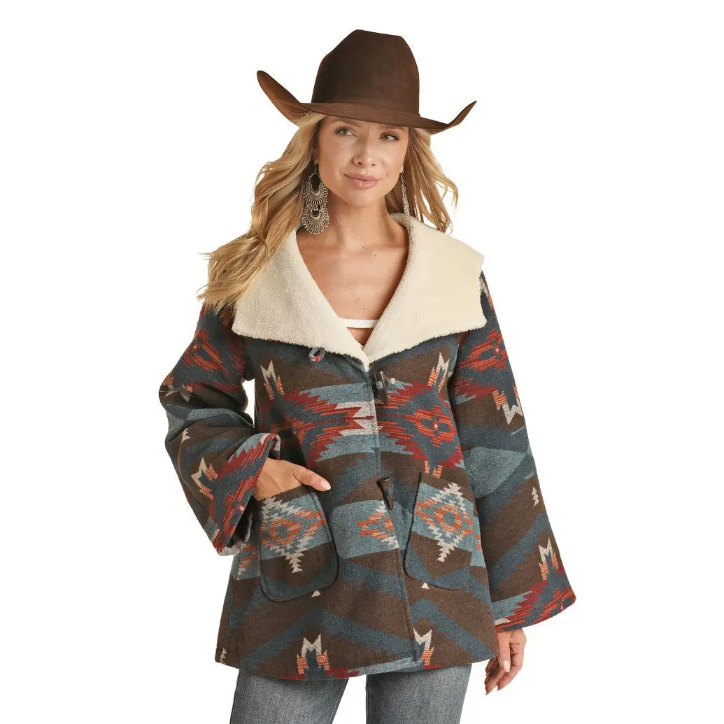 Panhandle Ladies Aztec Wool Cape Coat 1