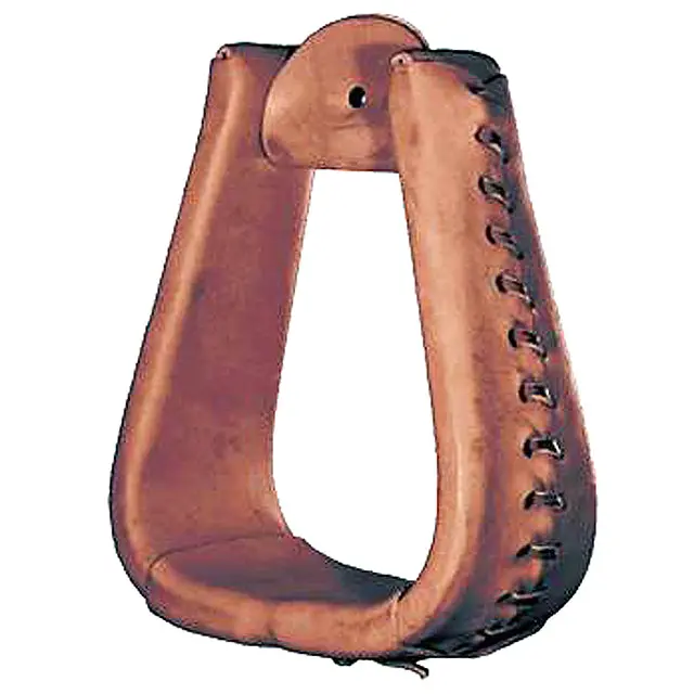 Tucker Ergo Balance Leather Laced Horse Saddle Stirrups Pair Golden 1