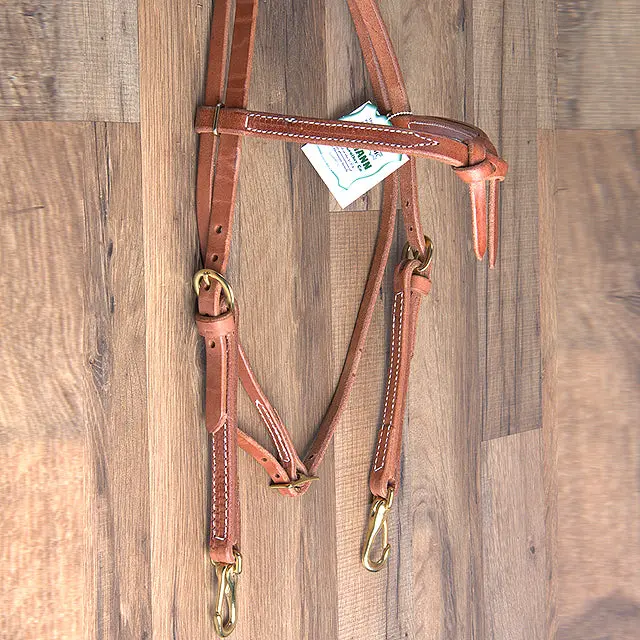 Hilason Hermann Oak Leather Laced Cheeks Horse Knotted Browband Headstall 1