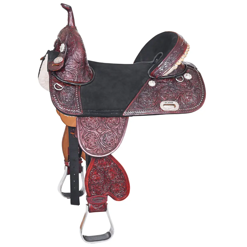 Hilason Western Horse Saddle Treeless Trail Barrel Leather | For Horses 1