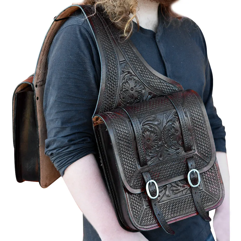 Hilason Western Leather Cowboy Trail Ride Horse Saddle Shoulder Bag 1
