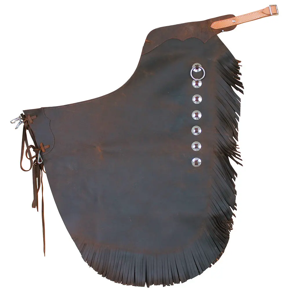 Hilason Handmade Working Genuine Leather Chinks Dark Brown | Chaps Western Riding For Adults Hand Tooled Adult 1