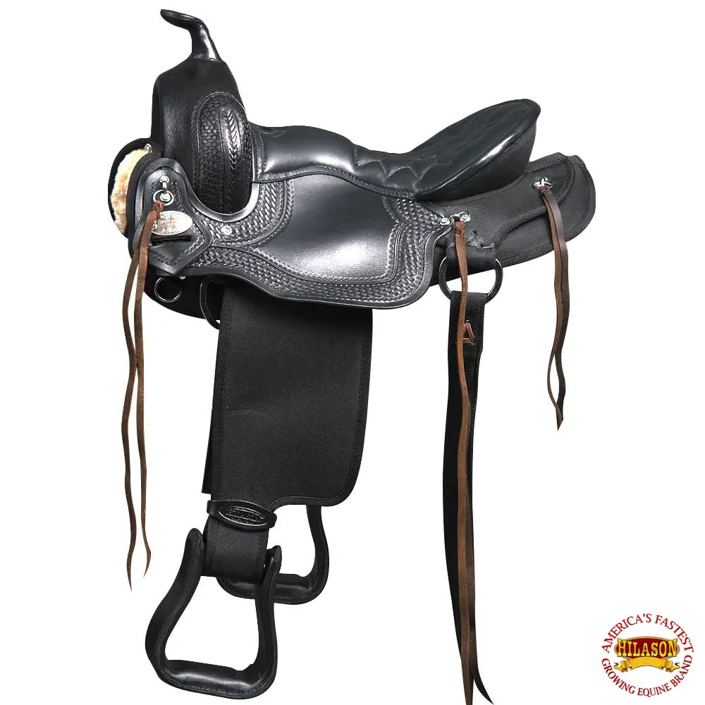 Hilason Western Horse Gaited Trail Endurance American Leather Saddle | Treeless For Horses 1