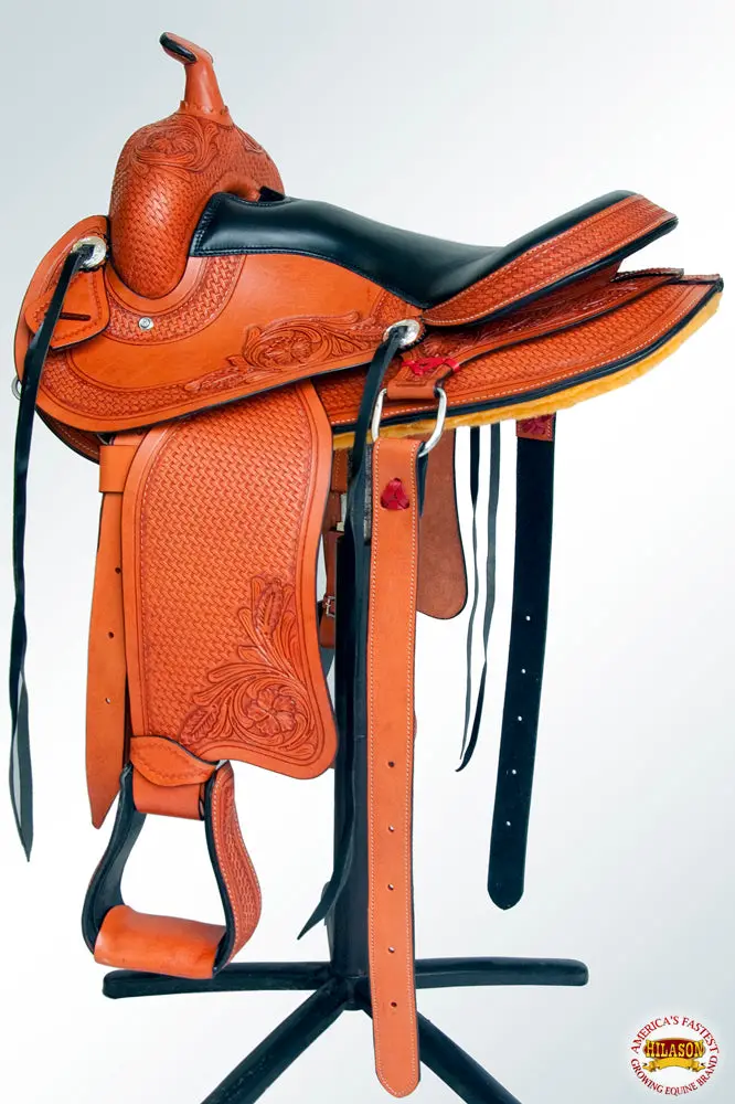 Hilason Gaited Western Trail Pleasure Endurance Horse American Leather Saddle 4