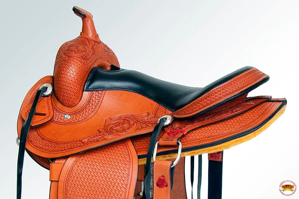 Hilason Gaited Western Trail Pleasure Endurance Horse American Leather Saddle 5
