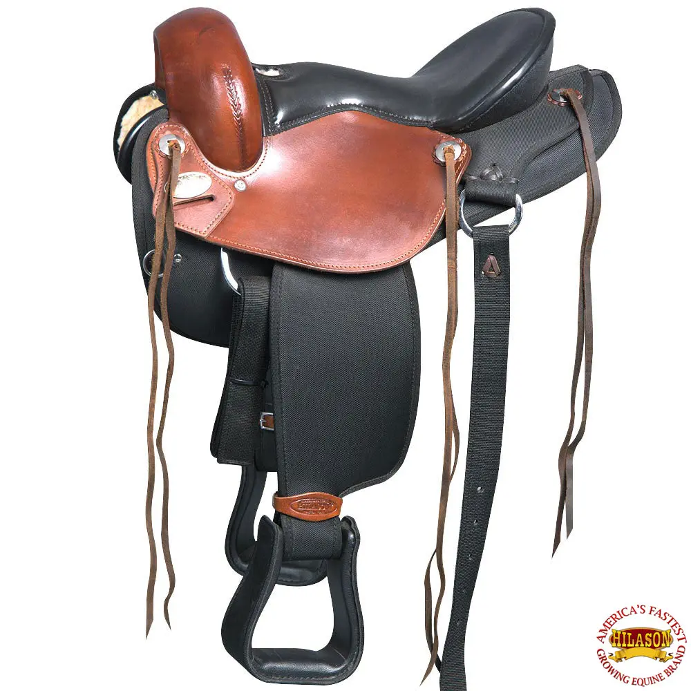 Hilason Gaited Western Trail Pleasure Endurance American Leather Saddle Mahogany Black | Horse Treeless For Horses 1