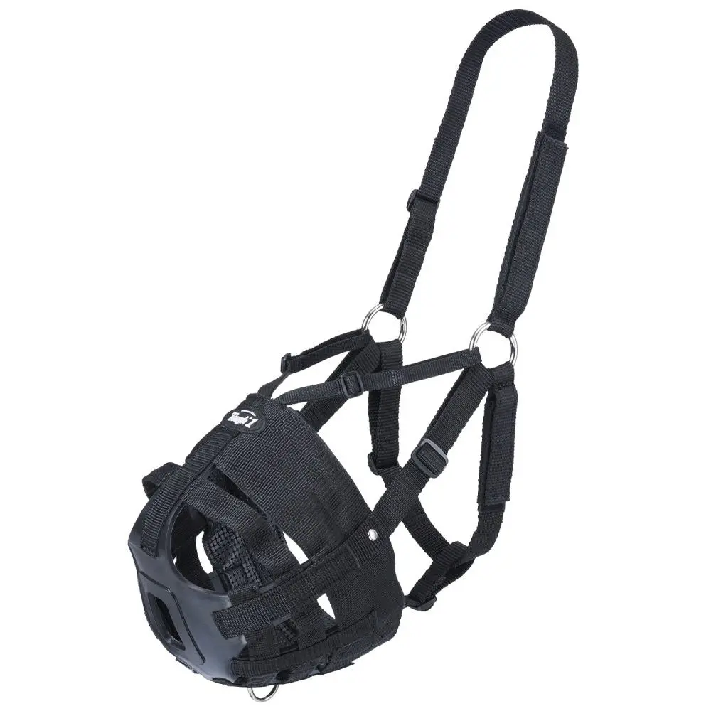 Miniature Size Tough 1 Easy Breathe Poly Nylon Horse V Grazing Muzzle Black 1