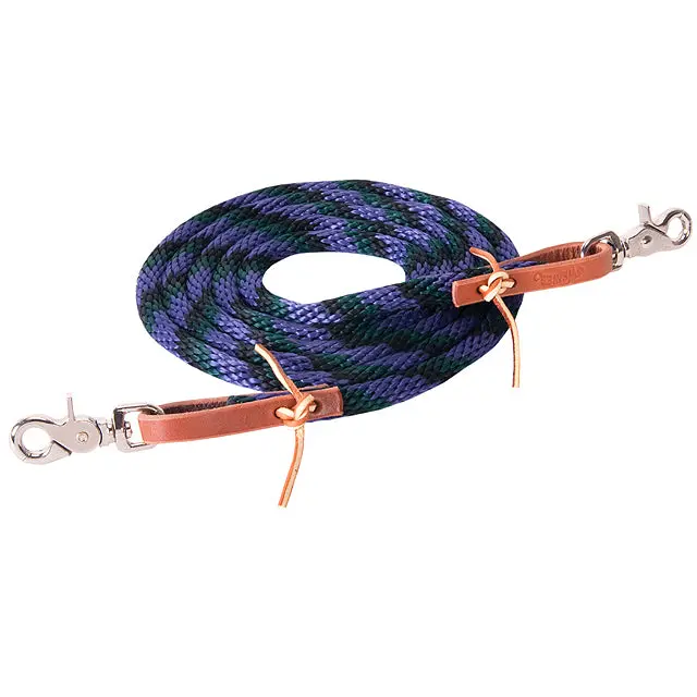 3/8" X 8' Weaver Leather Ends Poly Roper Rein W/ Scissor Snap Purple Green 1