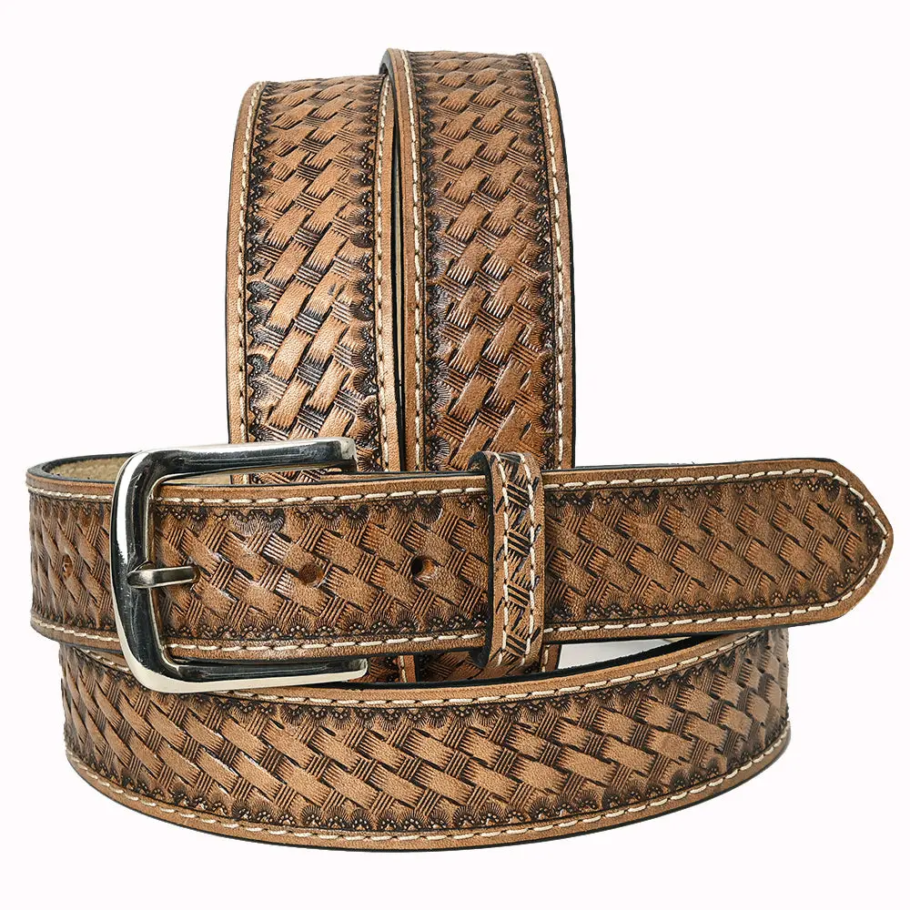 Hilason Western Genuine Leather Belt For Men Women Cowboy Cowgirl Handmade Unisex Full Grain Heavy Duty Tooled Jeans 1