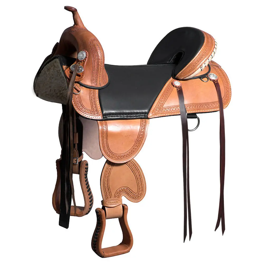 Hilason Western Horse Treeless Trail Saddle Genuine American Leather Tan L | For Horses 1