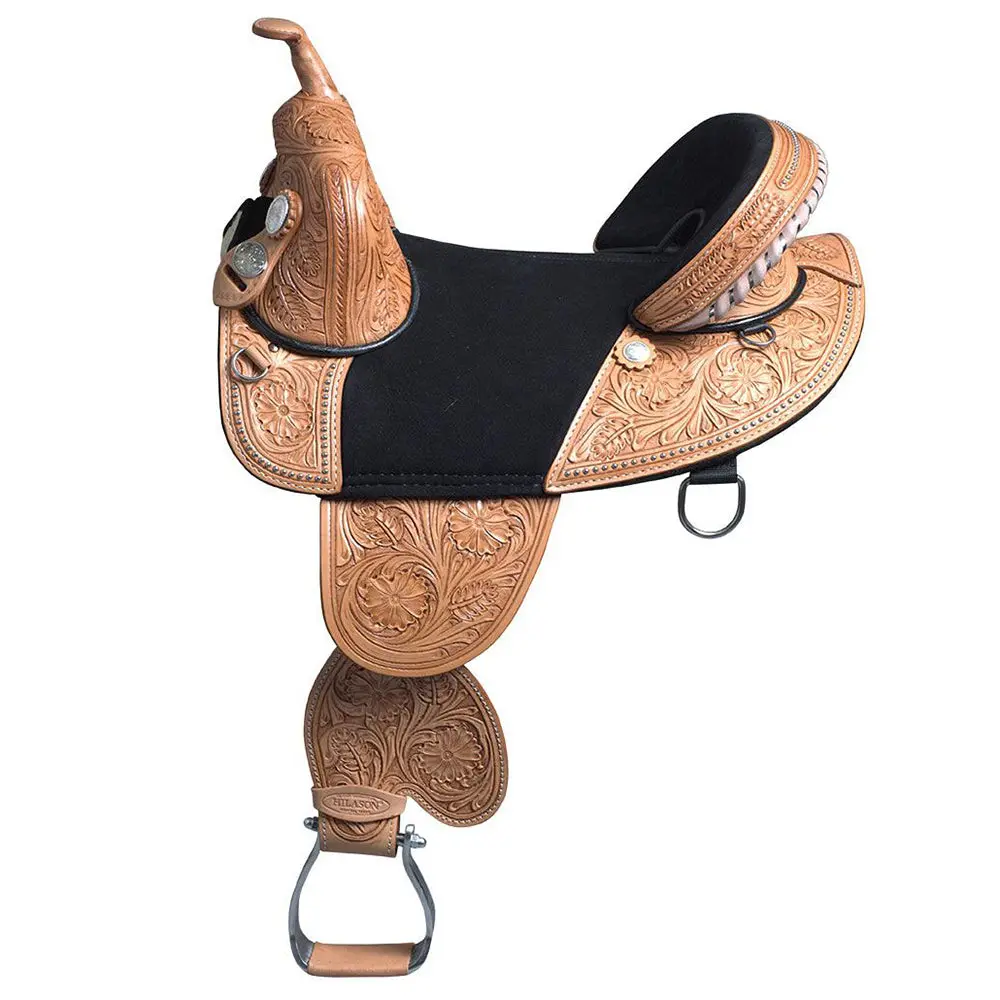 Hilason Western Horse Treeless Trail Barrel Saddle American Leather | For Horses 1