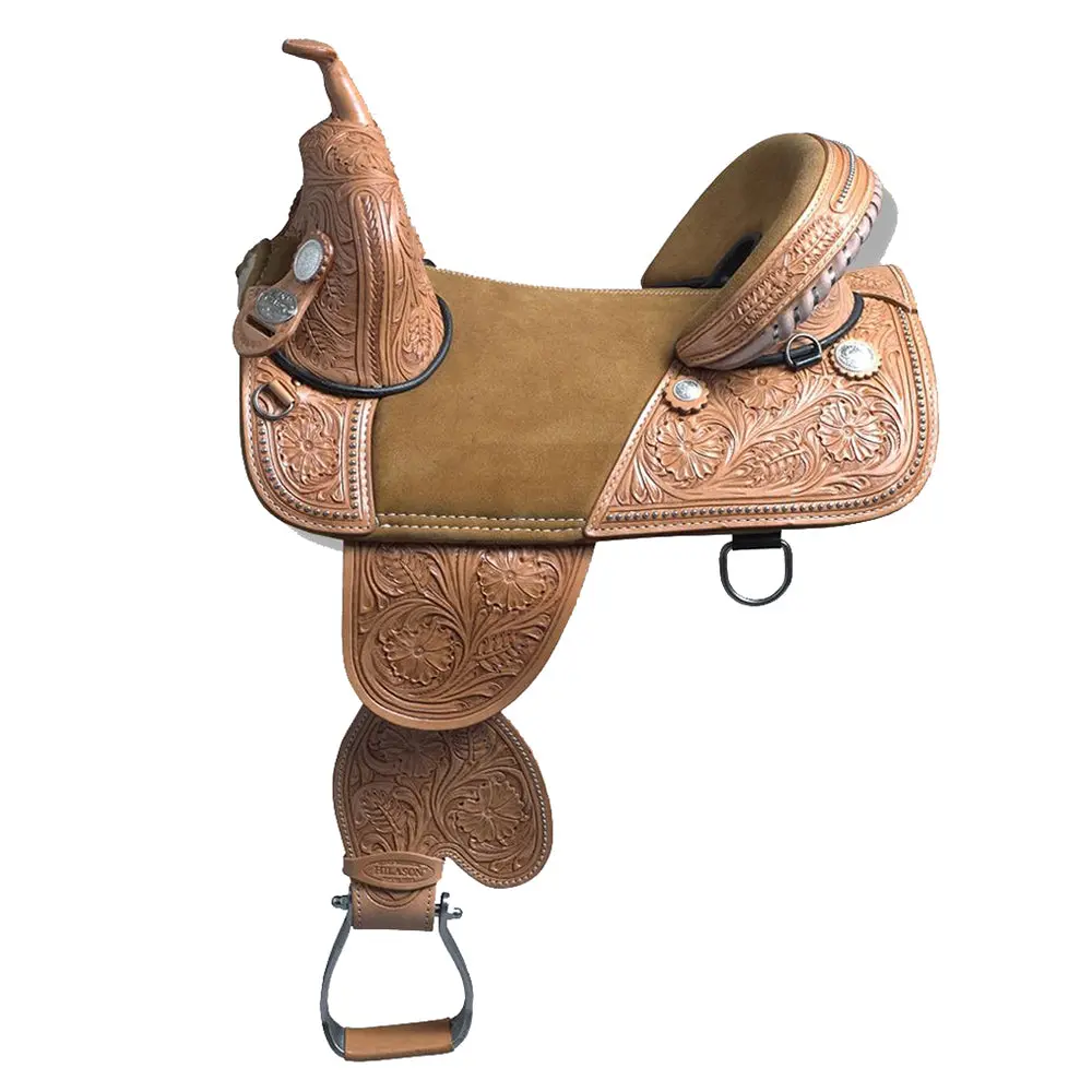 Hilason Western Horse Treeless Trail Barrel Saddle American Leather | For Horses 1