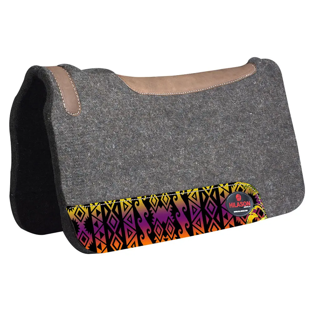 Hilason Western Wool Felt Horse Saddle Pad W/ Distressed Wear Leather Made In Usa | For Horses 2