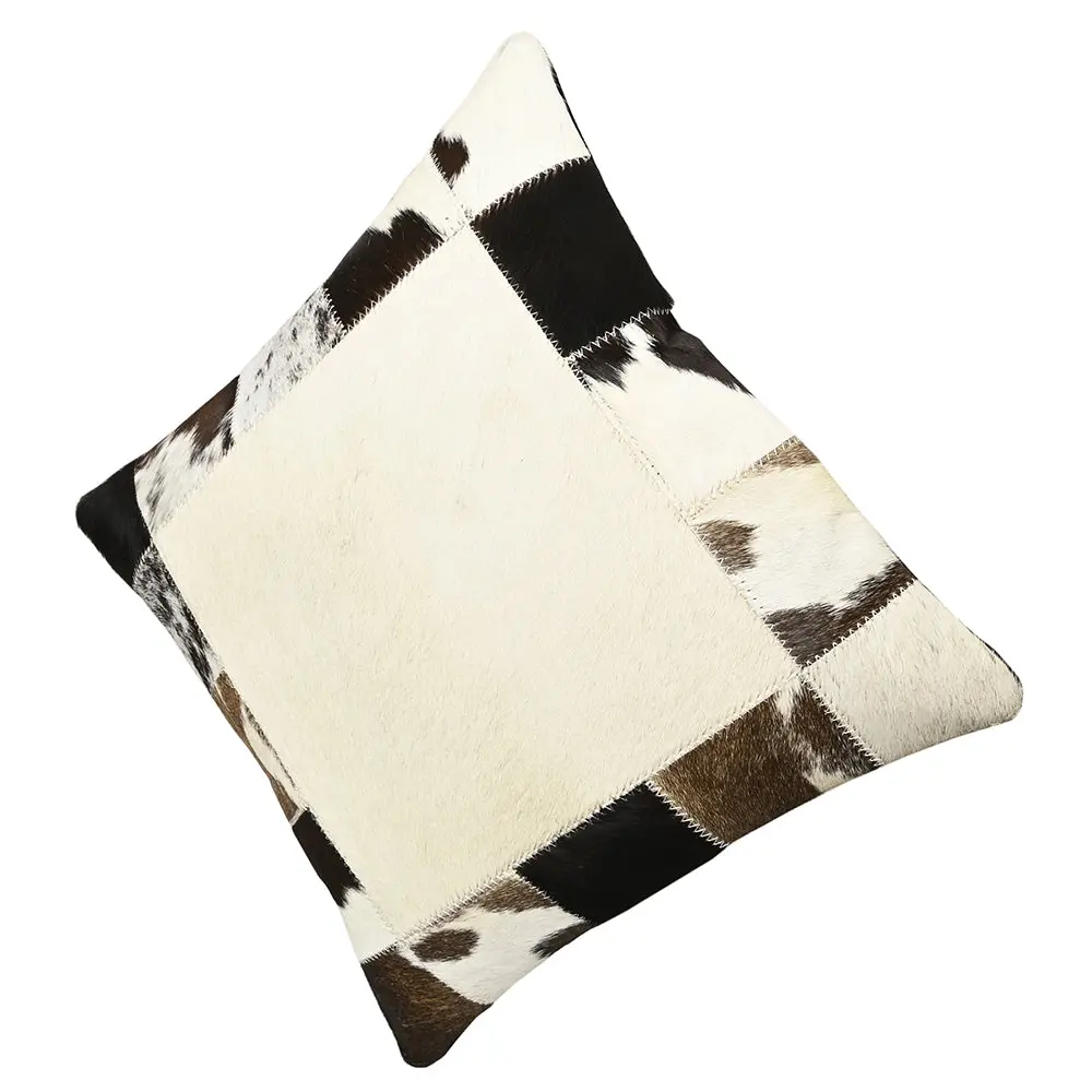 Hilason Cowhide Leather Hair-On Patchwork Cushion Pillow Cover 1