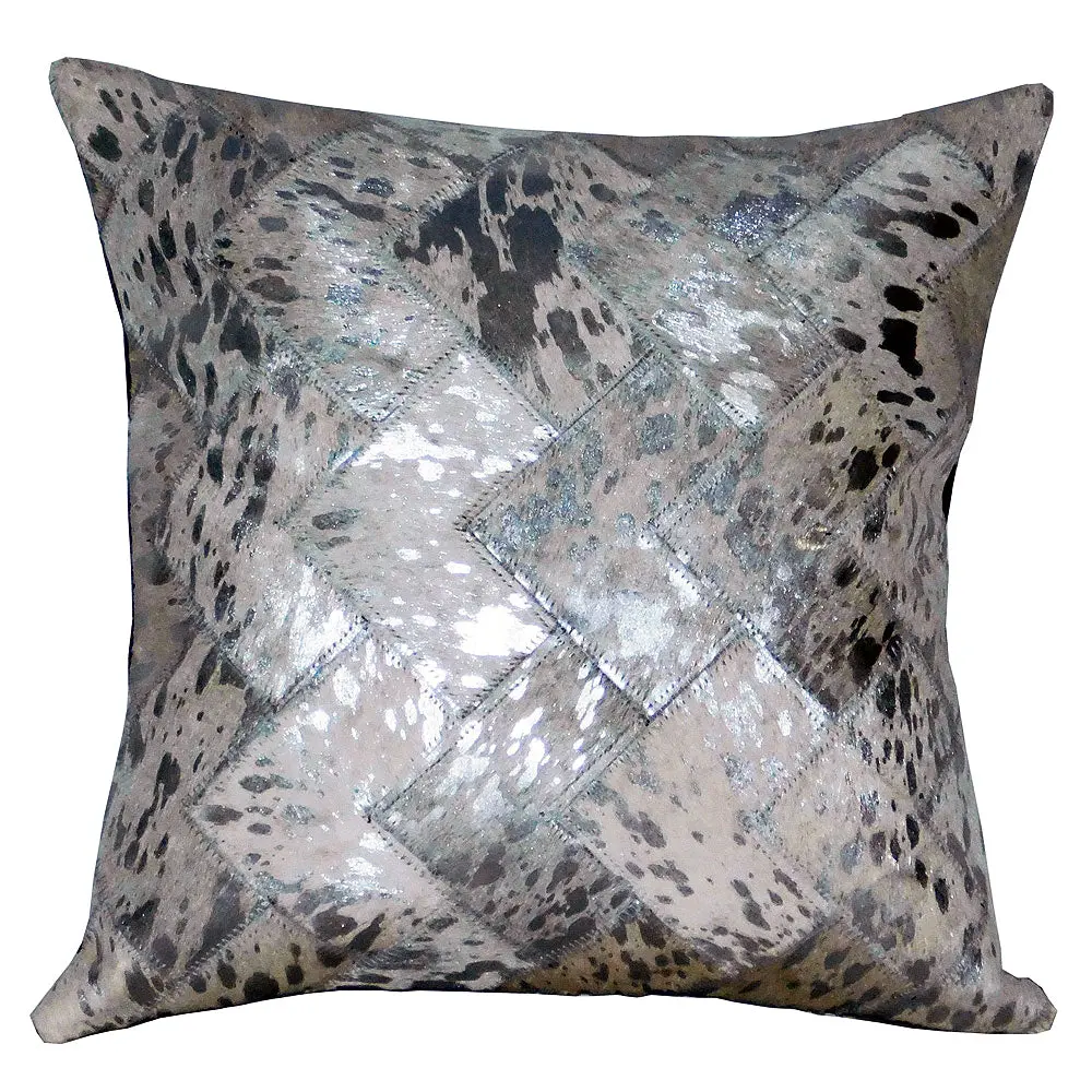 Pl513-F Cowhide Leather Hair-On Patchwork Cushion Pillow Cover 1