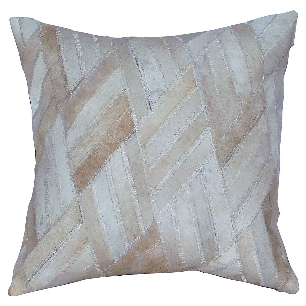 Pl517-F Cowhide Leather Hair-On Patchwork Cushion Pillow Cover 1