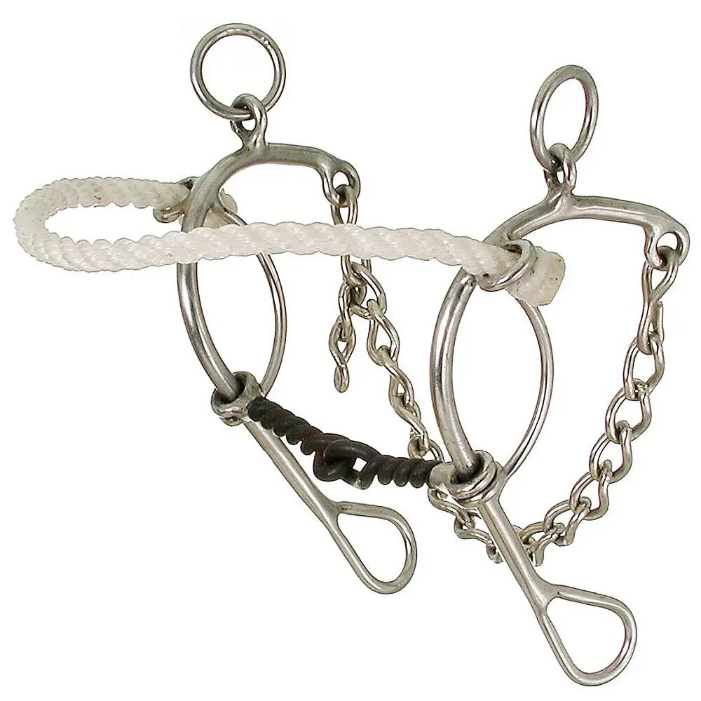7 In Shank Tough 1 Horse Bit Kelly Silver Star Twisted Rope Nose Combo 1