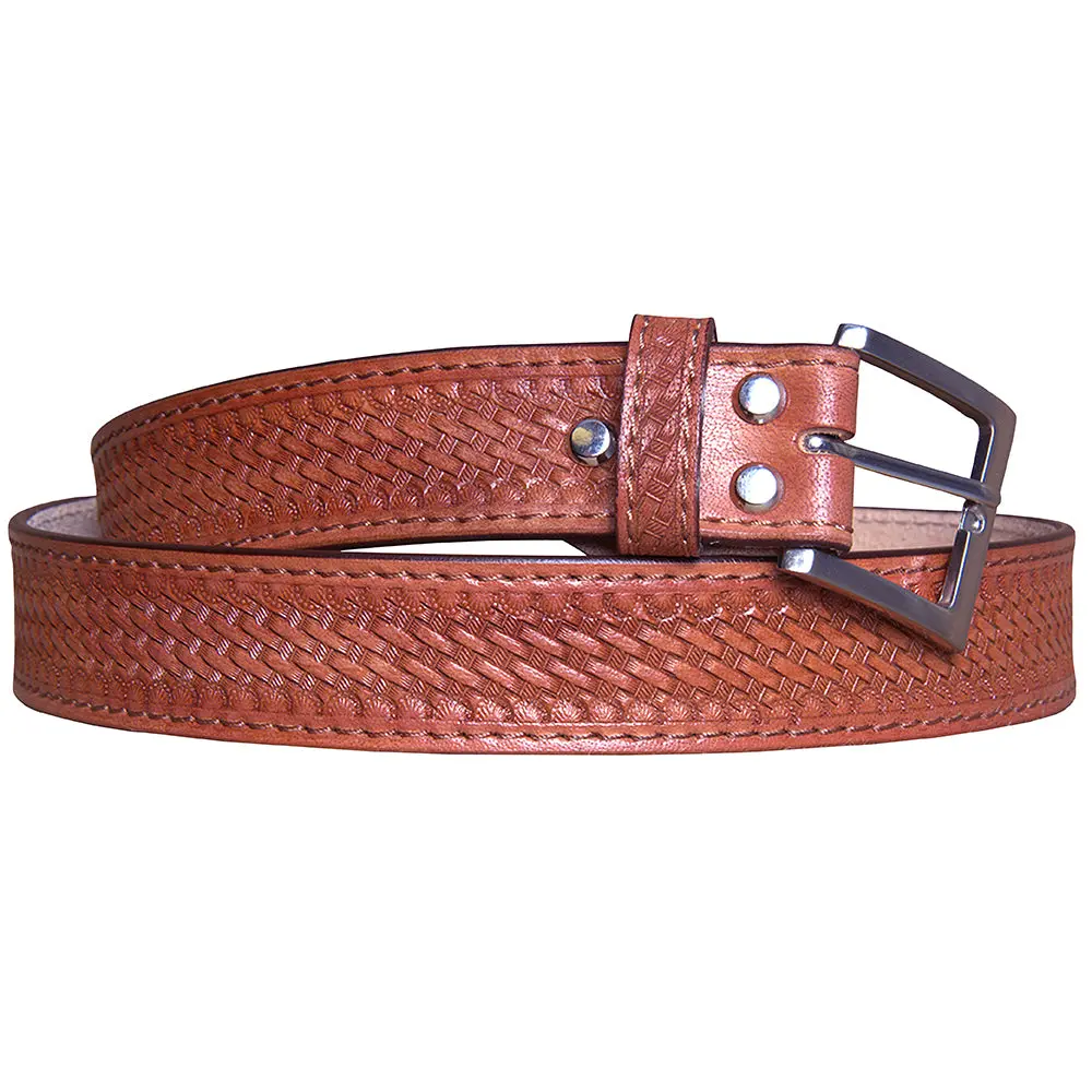 Hilason Western Genuine Leather Belt For Men Women Cowboy Cowgirl Handmade Basketweave Unisex Heavy Duty 1