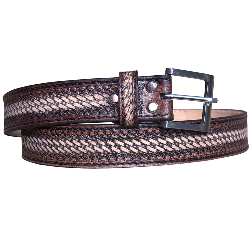 Hilason Western Genuine Leather Belt For Men Women Cowboy Cowgirl Handmade Unisex Full Grain Heavy Duty Tooled Jeans 1
