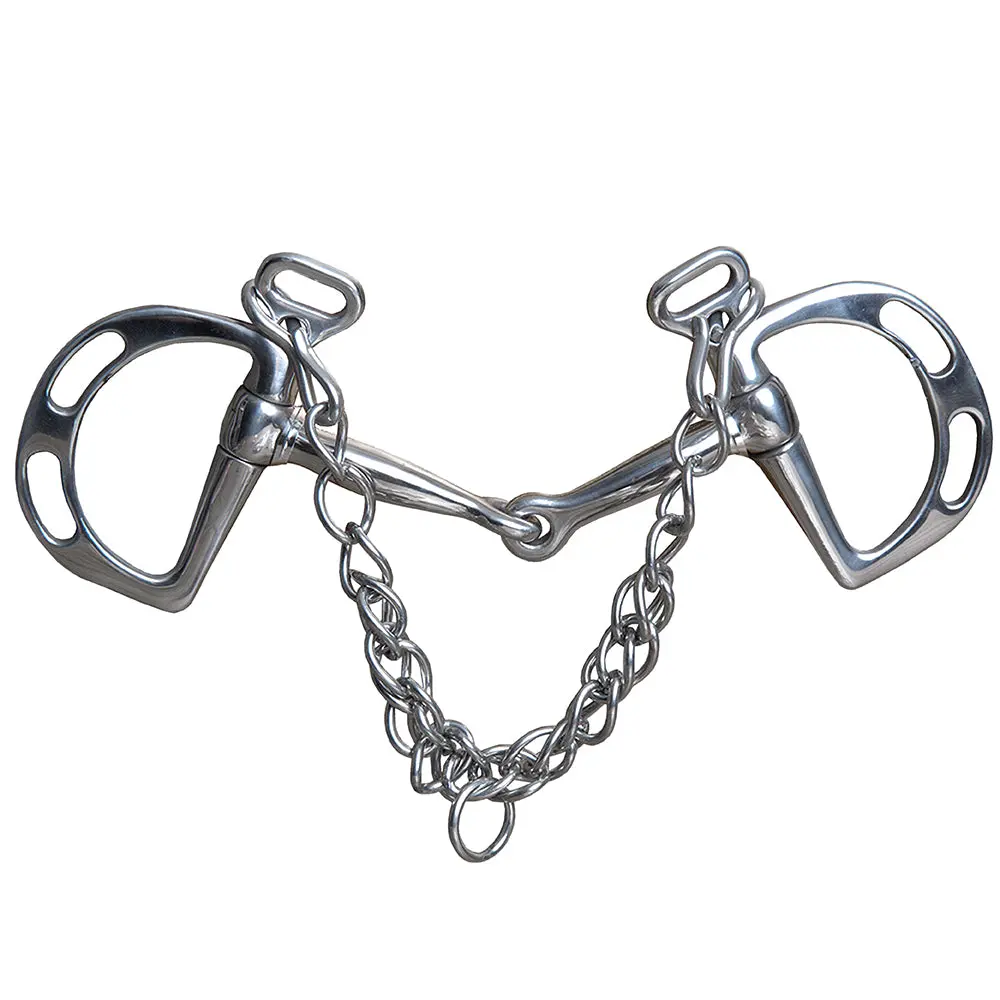 5 Inch Hilason Western Kimberwick Dee Ring Horse Snaffle Mouth Bit W/ Chain 1