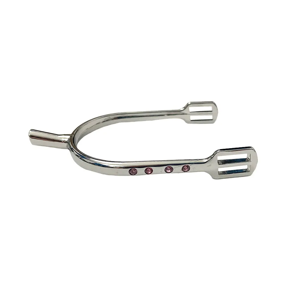 Tuffrider Aluminum Bling Spurs With Strap- Pink Crystals- 20 Mm 1