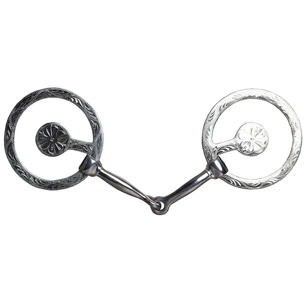 5" Hilason Western Engraved Concho Horse Mouth Ring Snaffle Bit 1