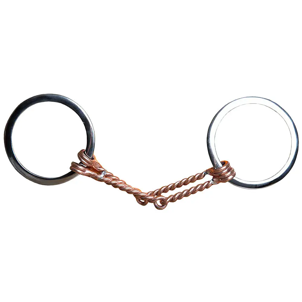 5.5' Hilason Western Copper Twisted Wire Flat Ring Horse Mouth Bit 3" 1