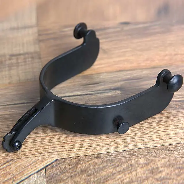 Hilason Western Black Steel Mens Rodeo Horse Riding Spurs Pair W/ 1 Inch Band 1