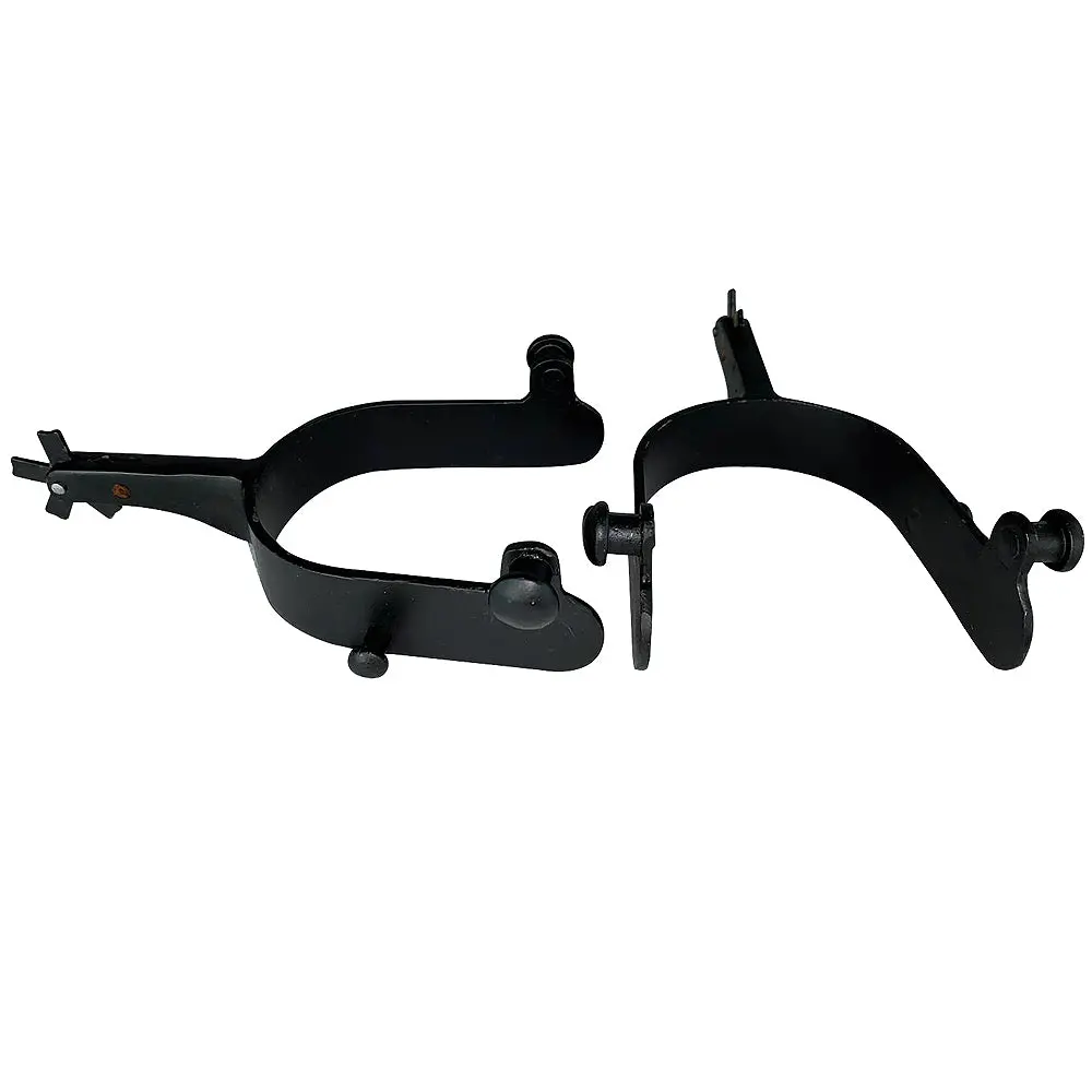 Hilason Western Black Steel Youth 15 Degree Bull Riding Spurs Pair 1
