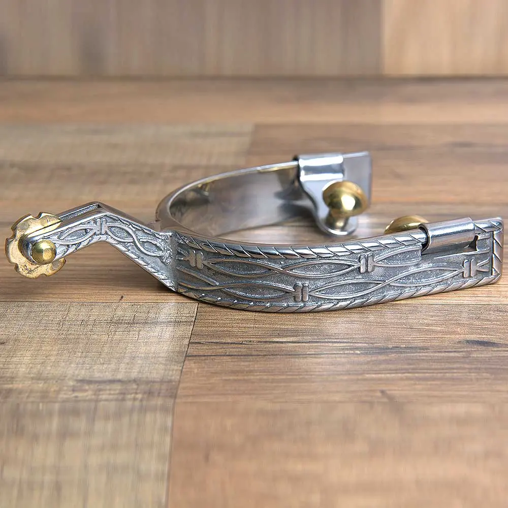 Hilason Western Stainless Steel Barbed Wire Design Horse Riding Spurs Pair 1