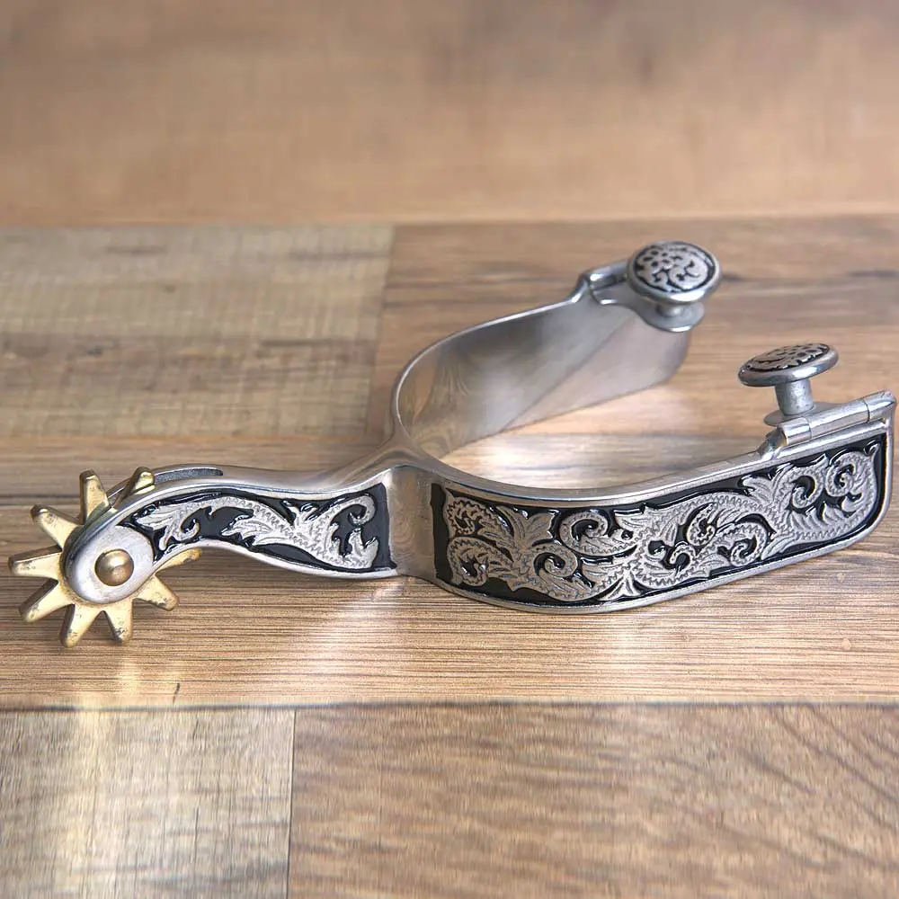 Hilason Western Stainless Steel Mens Horse Riding Show Spurs Pair 1