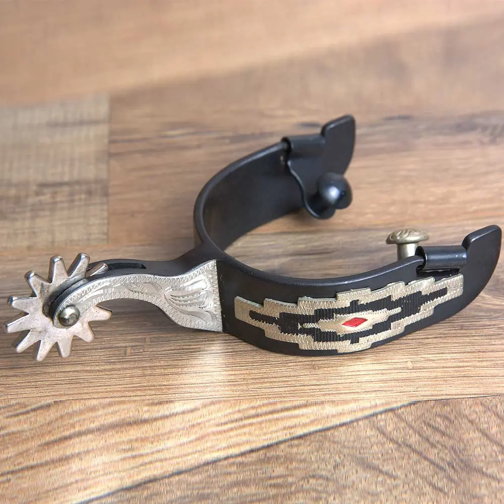 Hilason Western Mens Black Steel Horse Riding Show Spurs Pair 1