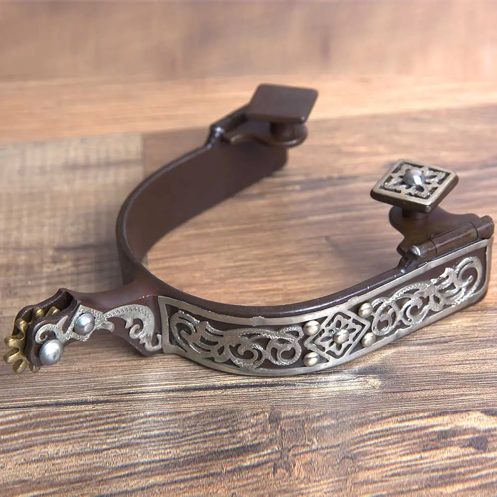 Hilason Western Ladies Stainless Steel Brown Horse Riding Spurs Pair 1
