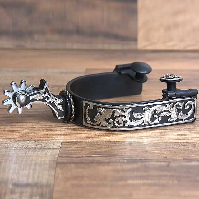 Hilason Western Black Steel Mens Horse Riding Show Spurs Pair 1