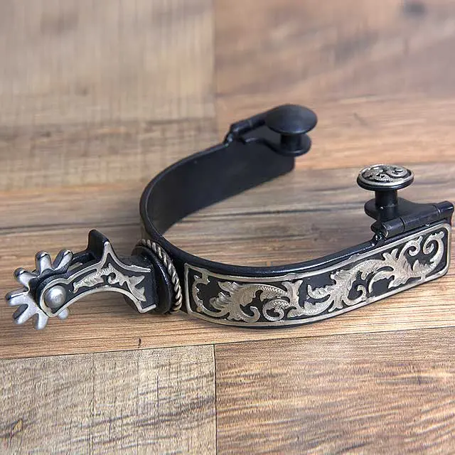 Hilason Western Black Steel Ladies Horse Riding Show Spurs Pair 1