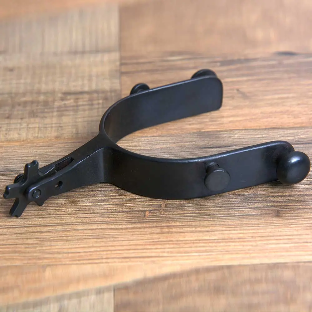 Hilason Western Black Steel Adult Horse Riding Rodeo Spurs Pair 1