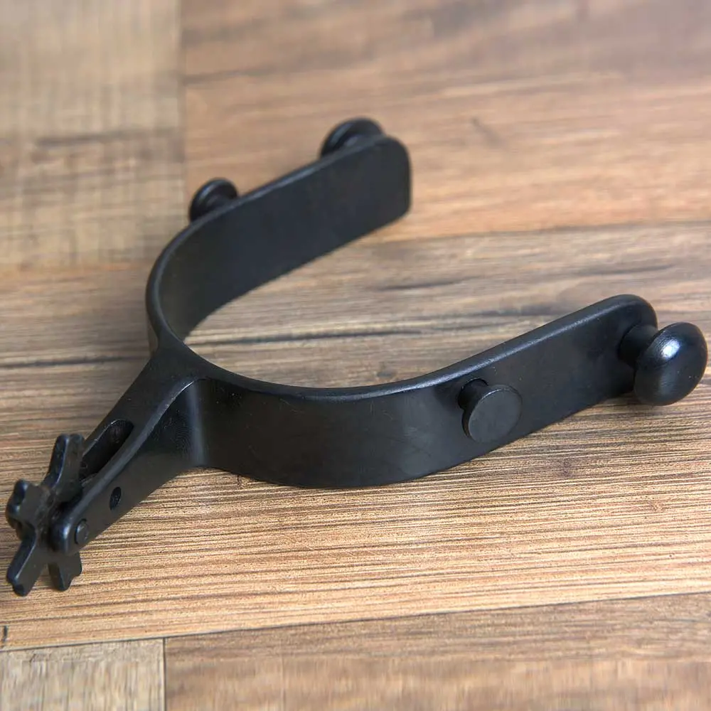 Hilason Western Black Steel Adult Angled Horse Riding Rodeo Spurs Pair 1