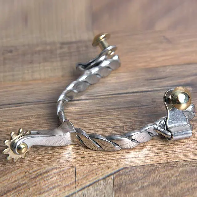 Hilason Western Twisted Wire Design Adult Horse Riding Spurs Pair 1