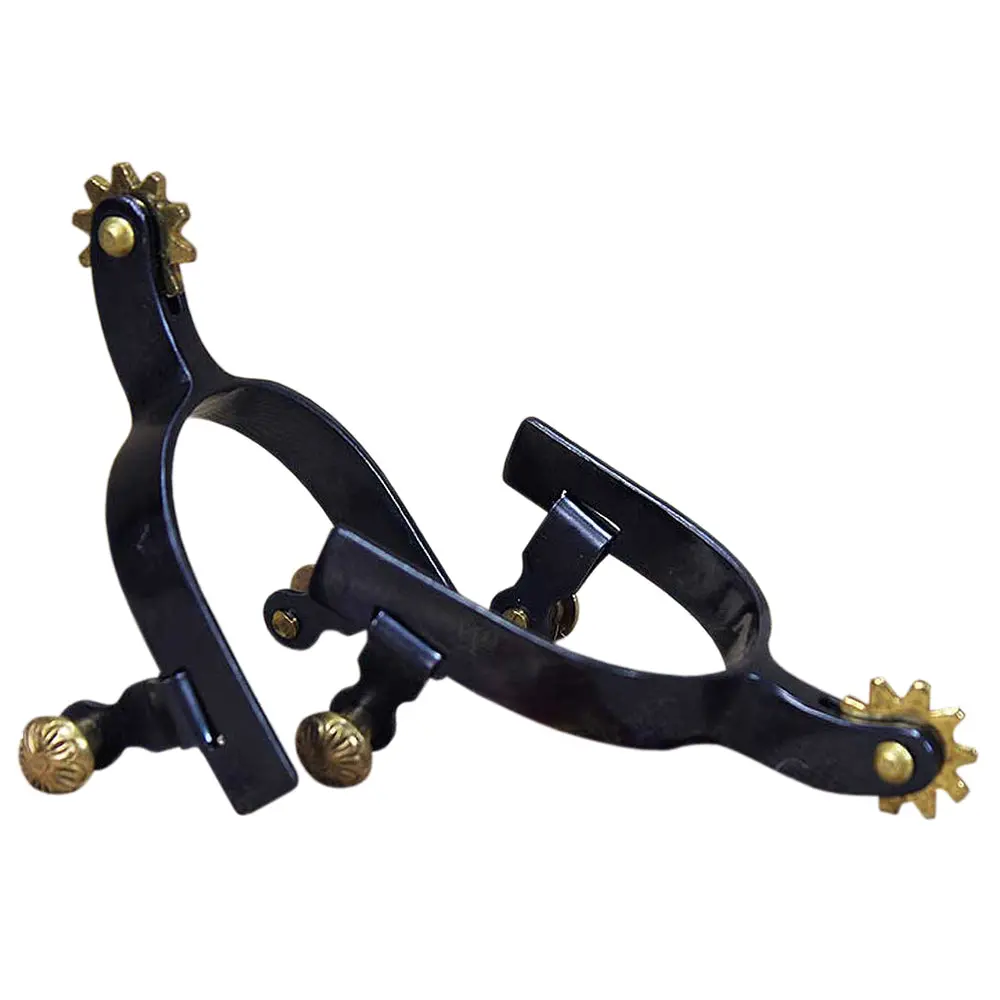 Hilason Western Black Steel Horse Riding Youth Spurs Pair W/ Rowel 1