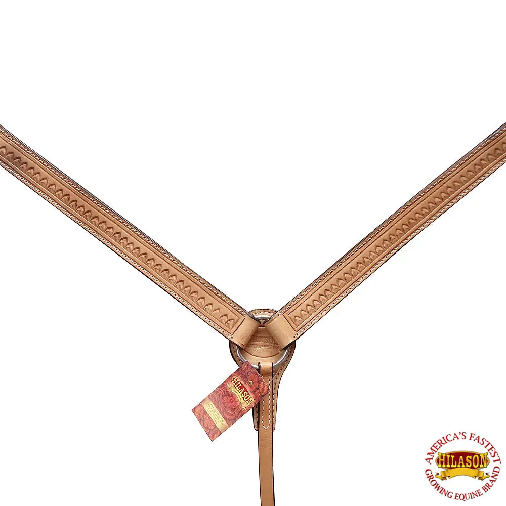 Hilason Western Horse Breast Collar American Leather Tan Hand Tool | For Horses 1