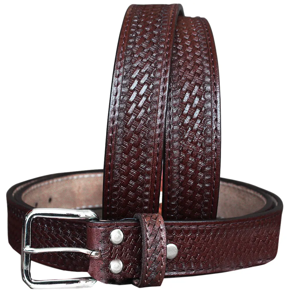 Hilason Western Genuine Leather Belt For Men Women Cowboy Cowgirl Handmade Basketweave Unisex Heavy Duty 1