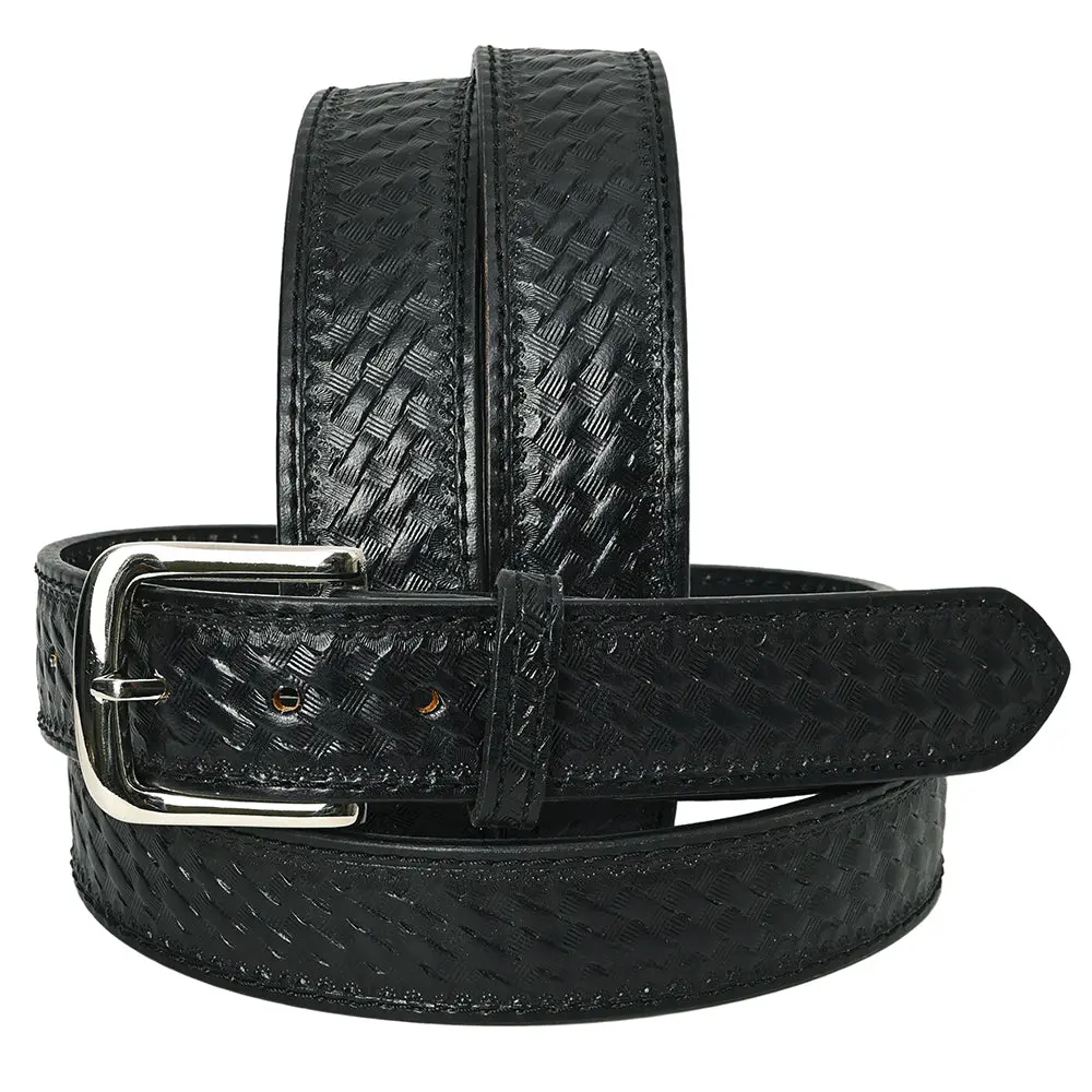 Hilason Western Genuine Leather Belt For Men Women Cowboy Cowgirl Handmade Basketweave Unisex Heavy Duty 1
