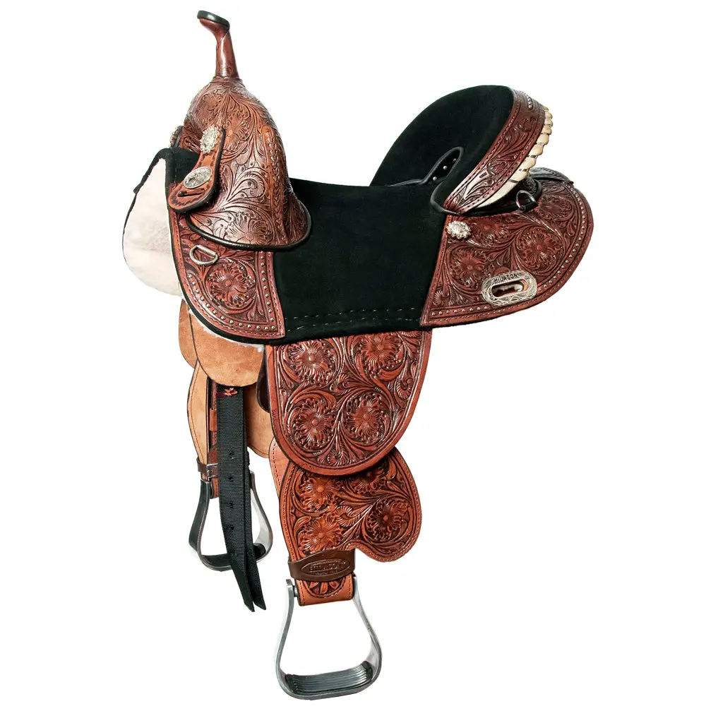 Hilason Western Horse Treeless Trail Barrel American Leather Saddle | For Horses 1