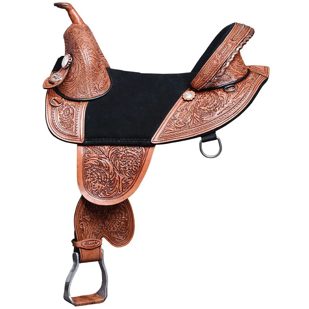 Hilason Western Horse Treeless Trail Barrel American Leather Saddle | For Horses 1