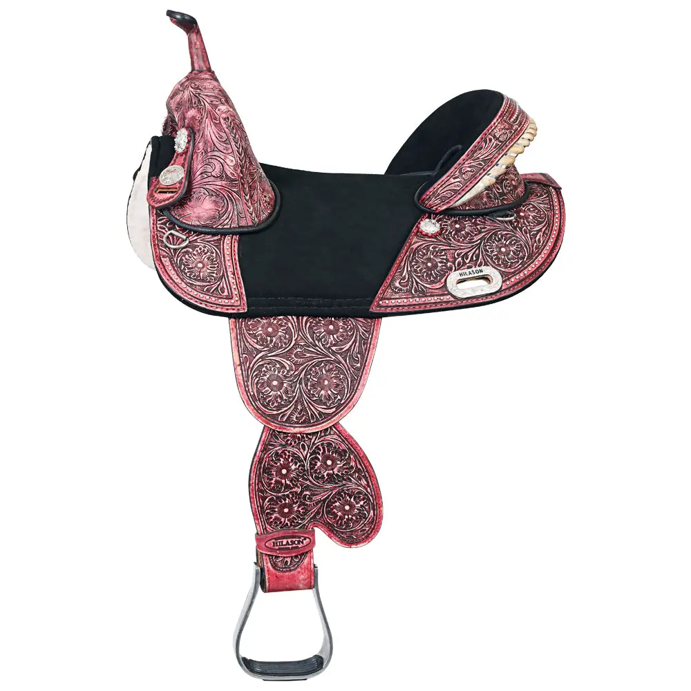 Hilason Western Horse Treeless Trail Barrel American Leather Saddle | For Horses 1